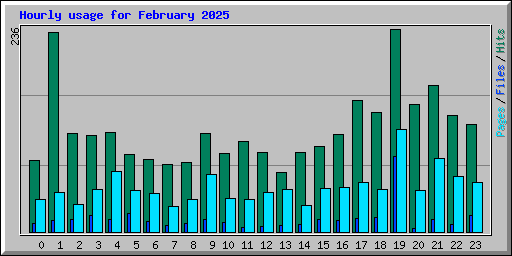 Hourly usage for February 2025